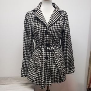 JouJou Jacket Houndstooth Single Breasted Pea Coat Size XL